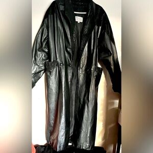 Pelle Studio 80s Leather Vintage! Full Length Leather Coat, Patch Design, Size S